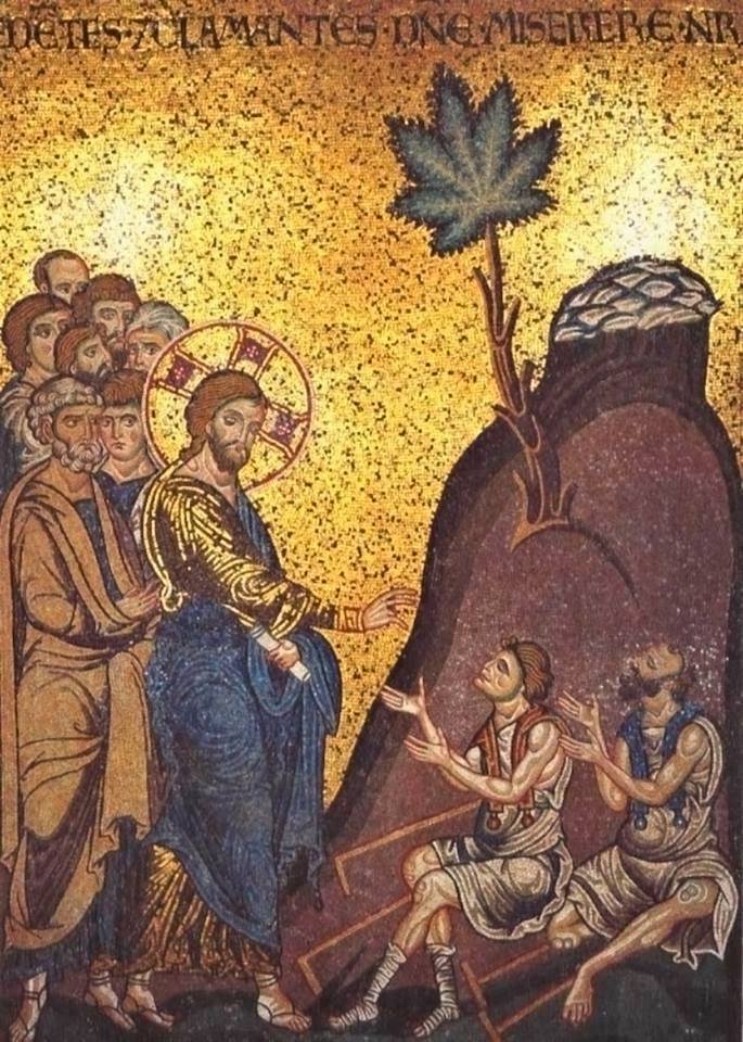 Jesucristo curando al ciego, siglo XII. Basílica catedral de Santa María Nouva di Monreale, Sicilia (Italia).
En este mosaico, Jesucristo está curando al ciego, aplicándole aceite en los ojos. Uno de los ingredientes utilizados era #cannabis.